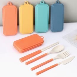 Straw tableware folding knife fork spoon and chopsticks set detachable travel picnic portable set LK0089