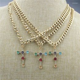 Pendant Necklaces 19inch 10pcs/lot Design Corss Cz Necklace Plated Component Rosary Chain Wholesale