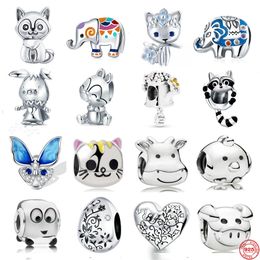 925 Silver Charm Beads Dangle Cross Hope Alarm Clock paw Bead Fit Pandora Charms Bracelet DIY Jewelry Accessories