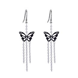 Dangle & Chandelier RIR 1 Pair Women Cute Black Color Butterfly Long Tassel Drop Earrings Jewelry Fashion Accessories Charm Earring