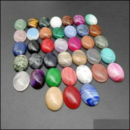 Arts And Crafts Arts Gifts Home Garden 25X18Mm Natural Crystal Stone Oval Cabochon Loose Beads Opal Rose Quartz Turquoise Dh1Sa