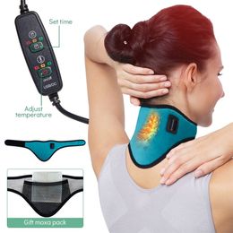 Electric Heating Neck Brace Cervical Vertebra Fatigue Therapy Reliever Neck Pain Relieve Strap Moxibustion Health Care Tool 220812