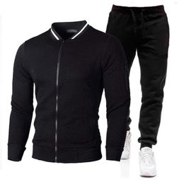 Men's Tracksuits Men's Tracksuit 2 Piece Slim Colorblock Bra Chain Sweatshirt Track Pants Fashion SetMen's