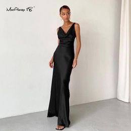 Buy Black Satin Floor Length Dress 