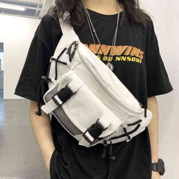 Large Capacity Waist Bag Unisex Canvas Fanny Pack Streetwear Chest s Banana Packs Outdoor Function Crossbody J220705