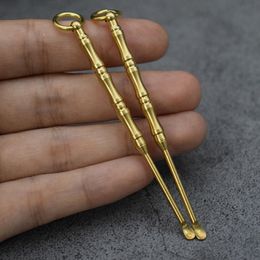 Household sundries bamboo joint style copper ear spoon Keychain Keyring earspoon 7.2cm Longth