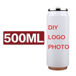 500ML Thermos Cola Can DIY LOGO PHOTO Name TEXT Colourful Printing Customise Personalise Gift Keep Cold Cool for Summer Drink Tea