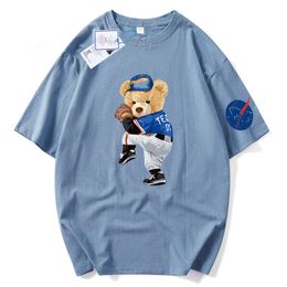 New Women Cute Teddy Bear Letter Printed T-shirts Tops For Summer Men Couple Half Sleeve Loose Casual T Shirts Tees LQ813