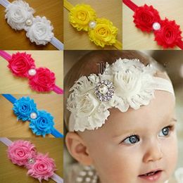 Fashion Baby Girls Chiffon Flower Knit Hair Accessories Headband Infant Nylon Wide Hairband Kids Rose Headwear Newborn Birthday Gifts Photo Props YF0050