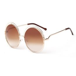2024NEW Vintage Fashion Women Brand Designer Bicyclic Sunglasses Elegant Big Round Wire Frame Sunglasses Oversized Eyeglasses