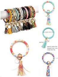 35 Styles Multiple Styles Sun Flower/Flag Pattern keychain Leather Wrap Tassels Bracelets Keychain Wristlet Bracelet Tassel