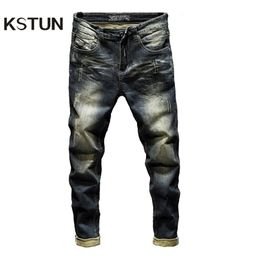 Jeans Mens Denim Pants Slim Fit Retro Stretch Spring and Autumn Trousers for Man Streetwear Moto Biker Jeans High Quality 210318