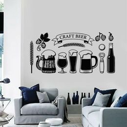 Wall Stickers Craft Beer Glass Alcohol Drinking Pub Cutting Decal Removable Mural Kitchen Bar Shop Decor Wallpaper 3178