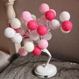 Night Lights 32LEDs Battery Or USB Power Cotton Ball Tree Light Table Lamp Desk For Festival Party Wedding Home DecorNight LightsNight