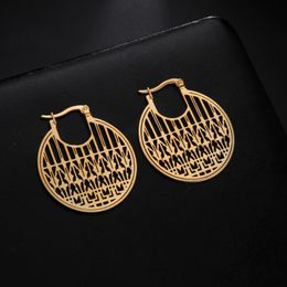 Hoop & Huggie Teamer Bohemian Ethnic Round Big Earrings Women Filigree Stainless Steel Girl Luxury Vintage Jewelry GiftsHoop