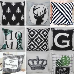 Cushion/Decorative Pillow Sofa Cushion Cover Chair Decoration Letter Case Black And White Pillowcase Geometric Pattern Throw