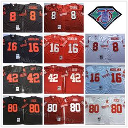 Football Jerseys 75th Anniversary Mitchell and Ness Throwback Football 8 Steve Young Jersey 16 Joe Montana 42 Ronnie Lott 80 Jerry Rice