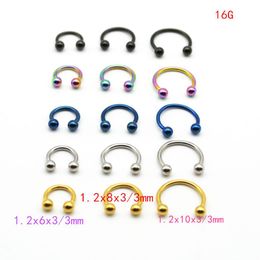 8mm nose ring NZ - Horseshoe 316L Surgical Steel Nostril Nose Ring circular piercing ball Body Jewelry Rings CBR earring16G 6MM 8MM 10MM 50pcs lot2439