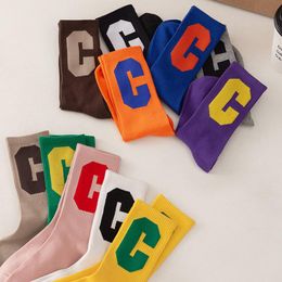 Sports Socks Big Alphabet Women Casual Cotton Comfortable Soft Walking Running Knee-High Sock Girls Yoga SockSports