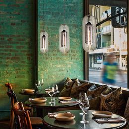 Pendant Lamps American Industrial Glass Tube Lights For Dining Room Coffee Store Retro Loft Decor Hanging Lustre Suspension LuminairePendant