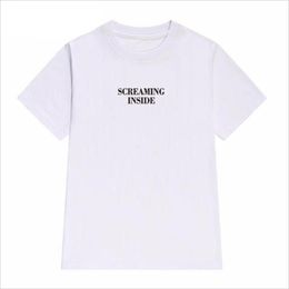 Women's T-Shirt Screaming Inside Tee T-shirts Women Goth Top Y2k Clothes Anime Vintage Gothic Tops Aesthetic 90s BlousesWomen's