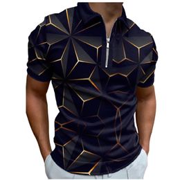 Summer Fashion 3D Print Golf Polos T-shirt For Men Slim Fit Zipper Lapel Short Sleeve Casual Fitting Polo Tshirt AL674672078187