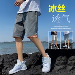 Men's Shorts Ice Silk Men's Wear 2022 Summer Tide Brand Capris Breeches Casual Thin Quick Drying Pants CaprisMen's