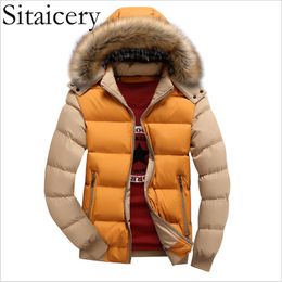 Sitaicery Mens Winter Jacket Zippers Winter Jacket Men 4xl Mens Coats Winter Jacket Men With Fur And Collar Brand Clothing MX191121