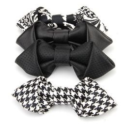 Bow Ties Novelty PU Leather Tie For Men And Women Classic Suits Formal Dress Bowtie Handmade Wedding Party Bowknot Adult CravatBow