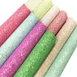 pattern sewing machine UK - 30PACK 21x15cm Chunky Sequins Glitter Fabric Faux Leather Sheets Faux Leather Synthetic Fabric Knitted Back for for DIY Earrings Making Craft Projects
