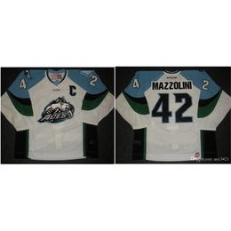 Custom Men Youth women tage ECHL 2013 14 Alaska Aces 42 Nick Mazzolini CCM Hockey Jersey Size S-5XL or custom any name or number