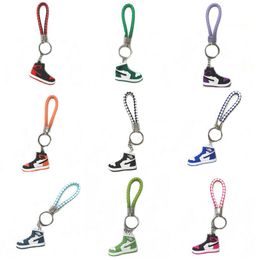 14 Colours Famous Designer Silicone 3D Sneaker PU Rope Keychain Men Women Fashion Shoes Keycring Car Basketball Hang Rope Keychains By UPS