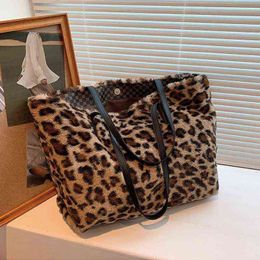 Fashion Faux Fur Shoulder Bag Animal Prints Casual Tote Bags for Women Designer Lady Handbag Underarm Bags 220622