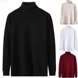 Men Casual Fashion Solid Ccolor Knitted Sweater And Autumn Casual Turtleneck For Men F L220801