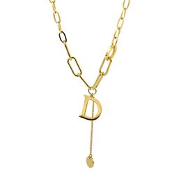 Pendant Necklaces Geometric Design Stainless Steel Gold Lette B Thick Chain Charms Necklace For Women Jewellery Drop