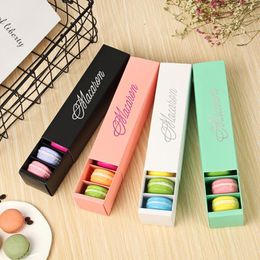 4 färger Macaron Box Cupcake Boxes Home Made Macarons Chocolate Carton Biscuit Muffin Case Retail Paper Packaging 20.3*5.3*5.3cm 0426