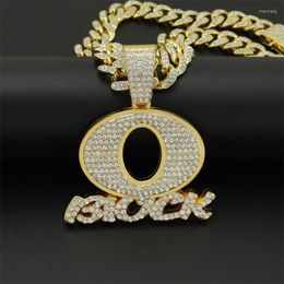 Pendant Necklaces Hip Hop Iced Out Crystal Letter O Necklace With 13mm Width Bling Cuban Chain Hiphop Icy JewelryPendant