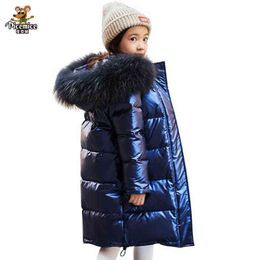 -30 Grades 2021 Winter Children Girls Clothes Warm Boys Down Jackets Coatkids Hooded Thicken Long Waterproof Parka Clothes J220718