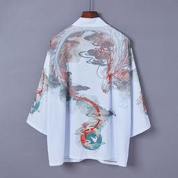 Men's Casual Shirts Kimono Man Japanese Cardigan Yukata Male Jacket Men Japan Harajuku Streetwear Samurai Clothes Haori ObiMen's
