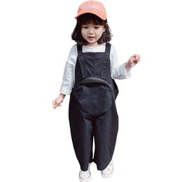 Baby Girl Overalls for Girls Jeans Jumpsuit Solid Color Children Leisure Pants Kids Overall Outfits 210412