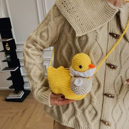 Party Supplies Japanese cute little duck bag new small fresh girl shoulder bag fashion wool woven messenger bags