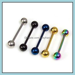 tongue piercings bars UK - Tongue Rings Body Jewelry 316L Stainless Steel Piercing For Women Barbell Shiny Metal Ball Piercings Bar Cute Drop Delivery 2021 Dzrse