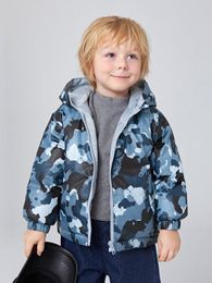 Toddler Boys Camo Print Zip Up Hooded Winter Coat SHE