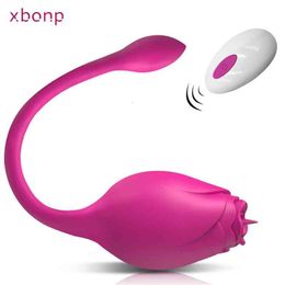 Adult Massager wireless Rose Vibrators for Women with Tongue Licking Remote Control Dildo G-spot Love Egg Toys Female Adult