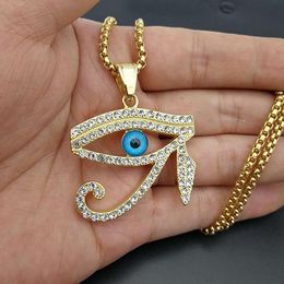 Pendant Necklaces Ancient Egyptian Mythology God Of War Horus Eye Pendants For Men Gold Colour Stainless Steel Hip Hop Rapper JewelryPendant