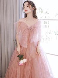 Party Dresses Elegant Dust Pink Prom Dress Off The Shoulder Sequins Pleated Sweetheart Bow Sleeveless Lace Up Long Wedding Banquet GownsPart