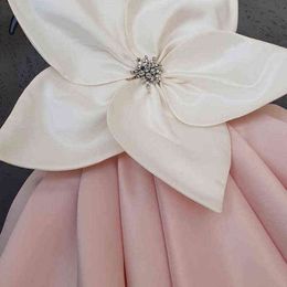 Baby Girl Princess Satin Dress Sleeveless Big Flower Child Vintage Party Pageant Birthday Wedding Ball Gown Baby Clothes 1-12Y