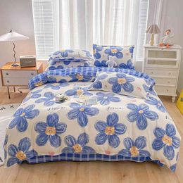 New Thickened Pure Cotton Four Piece Set of All Bed Sheet Quilt Cover Small Fresh Bedding