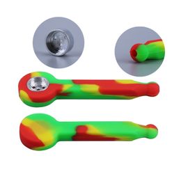 Latest Colourful Silicone Mini Pipes Dry Herb Tobacco Metal Bowl Philtre Smoking Portable Innovative Design Handpipes High Quality