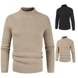 Men's Sweaters Simple Casual Men's Wool Sweater O-neck Long Sleeve Solid Thick Warm Stretchy Slim Fashion Quality Knitting Male Pullover